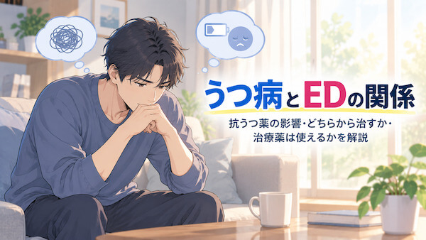 うつ病とEDの関係｜抗うつ薬の影響・どちらから治すか・治療薬は使えるかを解説